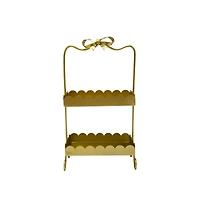 11" Gold Bow-Topped 2-Tier Decorative Metal Tray by Ashland®