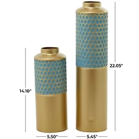 Light Blue Metal Glam Vase, Set of 2