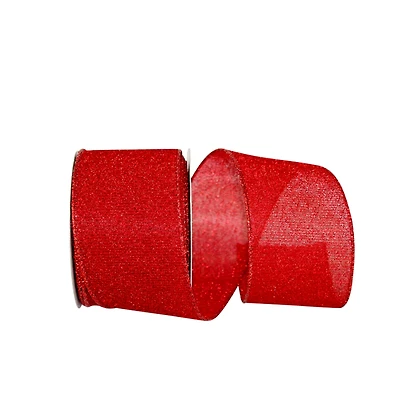 JAM Paper 2.5" x 10 yd. Red Sparkle Glimmer Radiance Wired Edge Ribbon