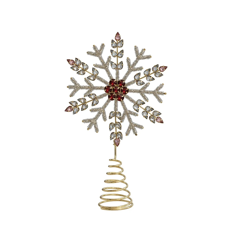 Hello Honey® 11" Metal, Glass & Acrylic Snowflake Tree Topper with Jewels