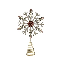 Hello Honey® 11" Metal, Glass & Acrylic Snowflake Tree Topper with Jewels