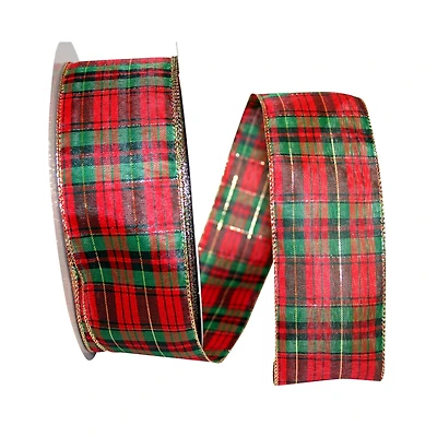 JAM Paper 2.5" x 50yd. Wired Mcshay Plaid Ribbon