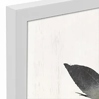 Distressed Green Leaves White Framed Canvas