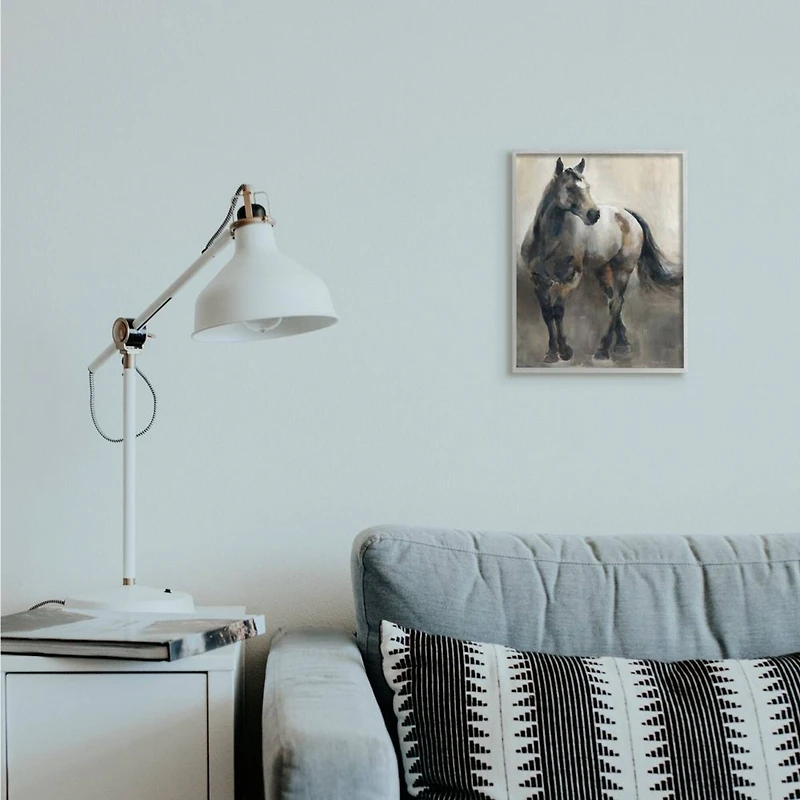 Stupell Industries Abstract Wild Horse Stance Brown Black Painting Framed Wall Art