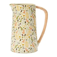 Hello Honey® 6.75" Stoneware Pitcher with Rattan Wrapped Handle