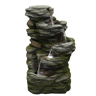 25" Gray LED 5-Tier Outdoor Garden Water Fountain