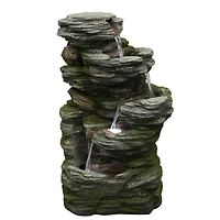 25" Gray LED 5-Tier Outdoor Garden Water Fountain