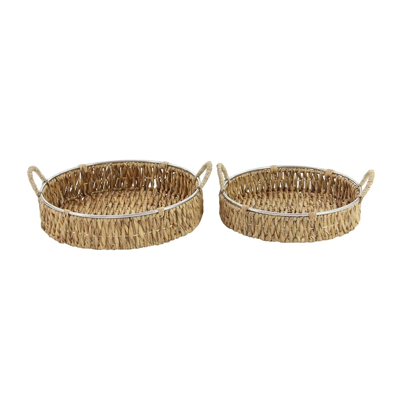 Brown Sea Grass Coastal Style Tray Set