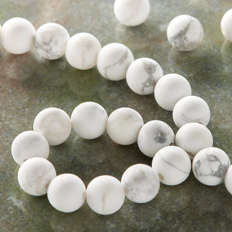 Matte White & Gray Howlite Round Beads, 6mm by Bead Landing™