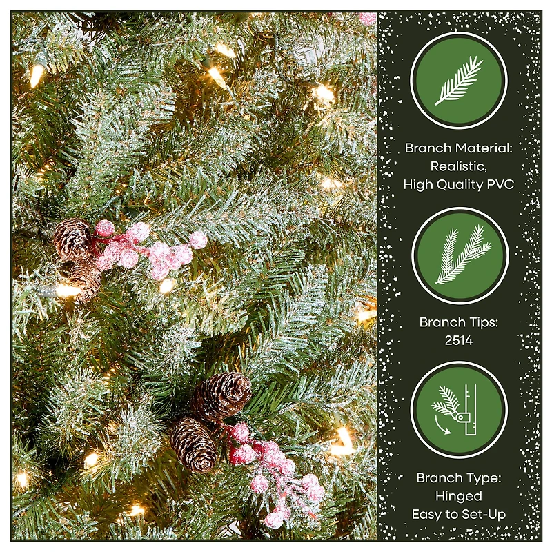 7.5ft. Pre-Lit Snowy Dunhill® Fir Artificial Christmas Tree, Clear Lights