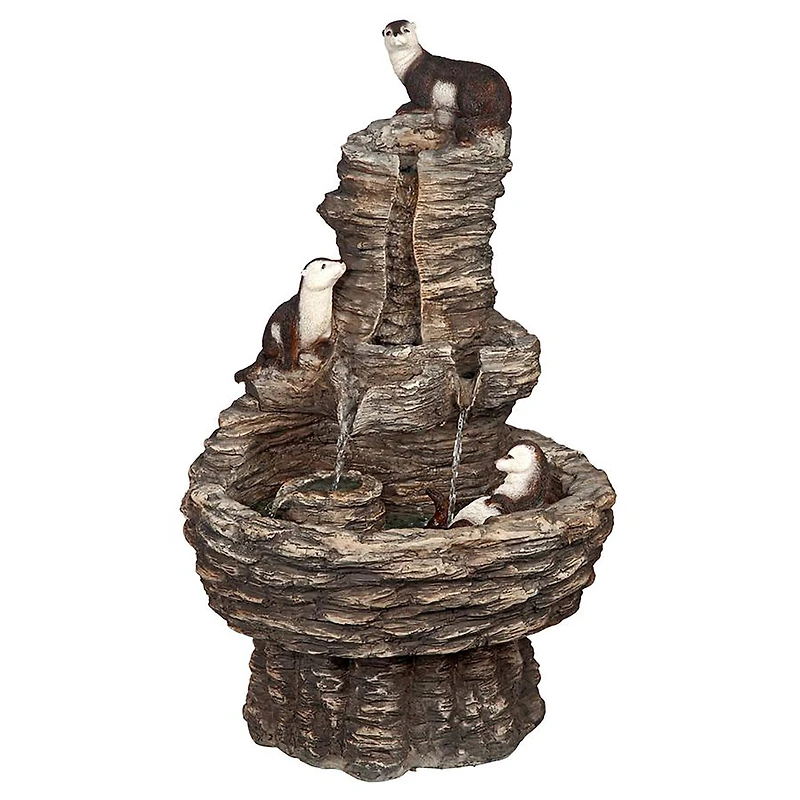 Design Toscano Tres Amigos Playful Otter Cascading Garden Fountain