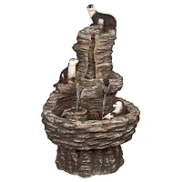 Design Toscano Tres Amigos Playful Otter Cascading Garden Fountain