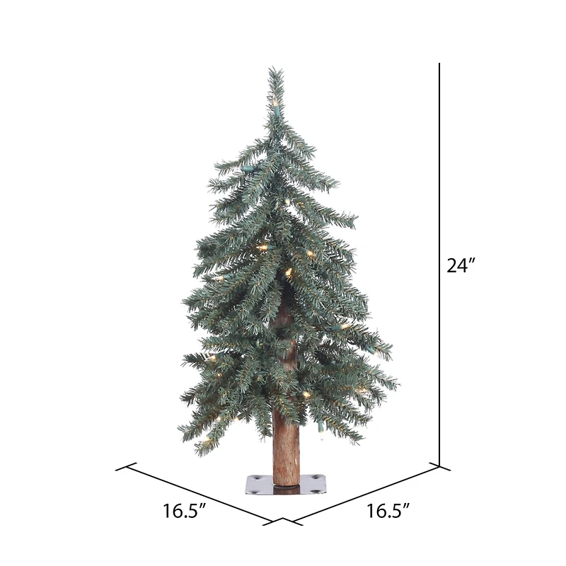 2ft. Pre-Lit Natural Bark Alpine Artificial Christmas Tree, Warm White Dura-Lit® LED Lights