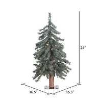 2ft. Pre-Lit Natural Bark Alpine Artificial Christmas Tree, Warm White Dura-Lit® LED Lights