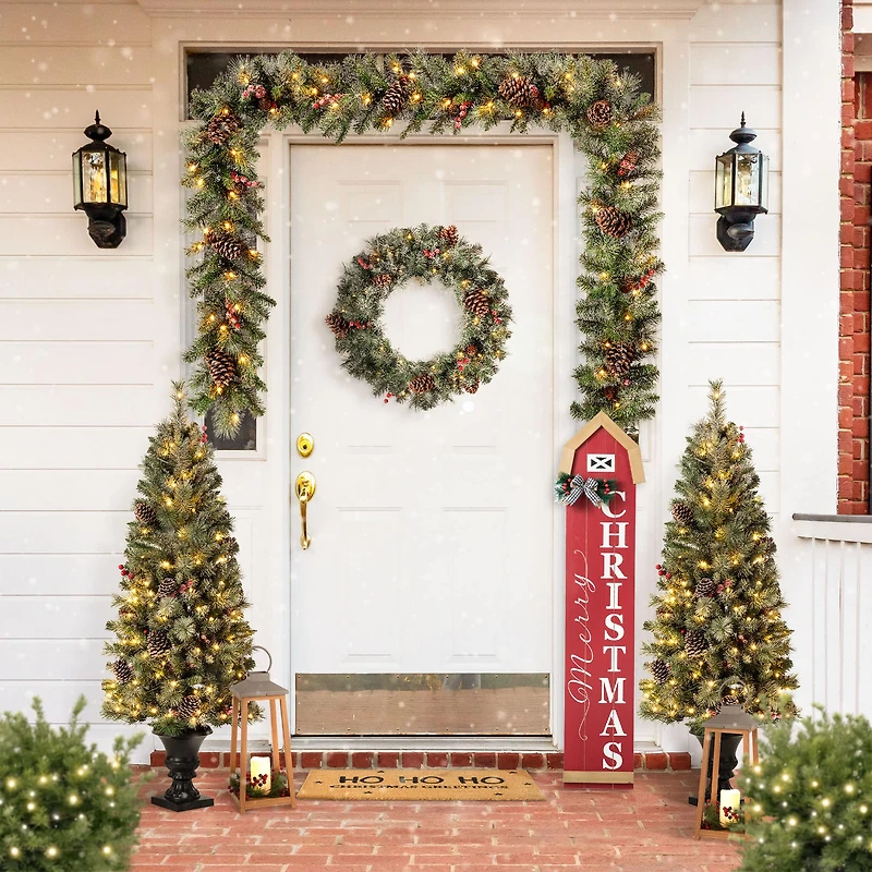 Glitzhome® 42" "Merry Christmas" Wood Barn Porch Sign
