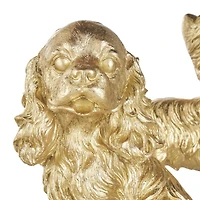 Gold Sitting & Standing Dogs Polystone Sculpture Set