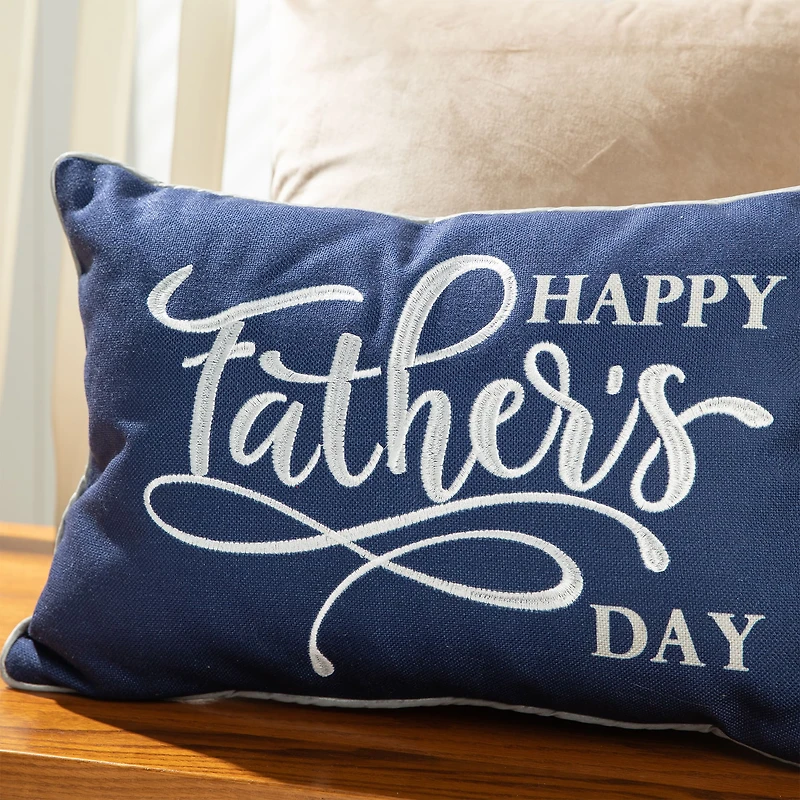 Glitzhome® 18" Faux Burlap Happy Father's Day Pillow