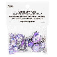 CousinDIY Silver Mocha Light Amethyst AB Glass Sew-On Rhinestones, 38ct.
