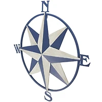 Blue & Cream Distressed Compass Wall Décor