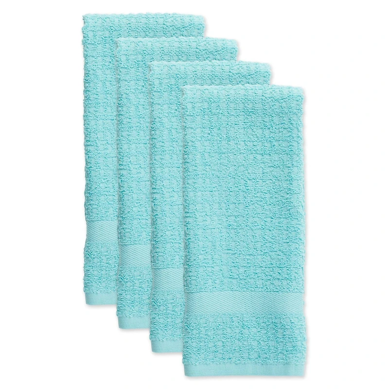 DII® Solid Aqua Waffle Terry Dishtowel, 4ct.