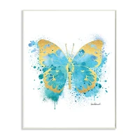 Stupell Industries Abstract Butterfly Turquoise Blue Paint Splatter Wall Plaque