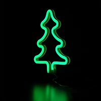 9.5" Green Neon LED Christmas Tree Window Silhouette