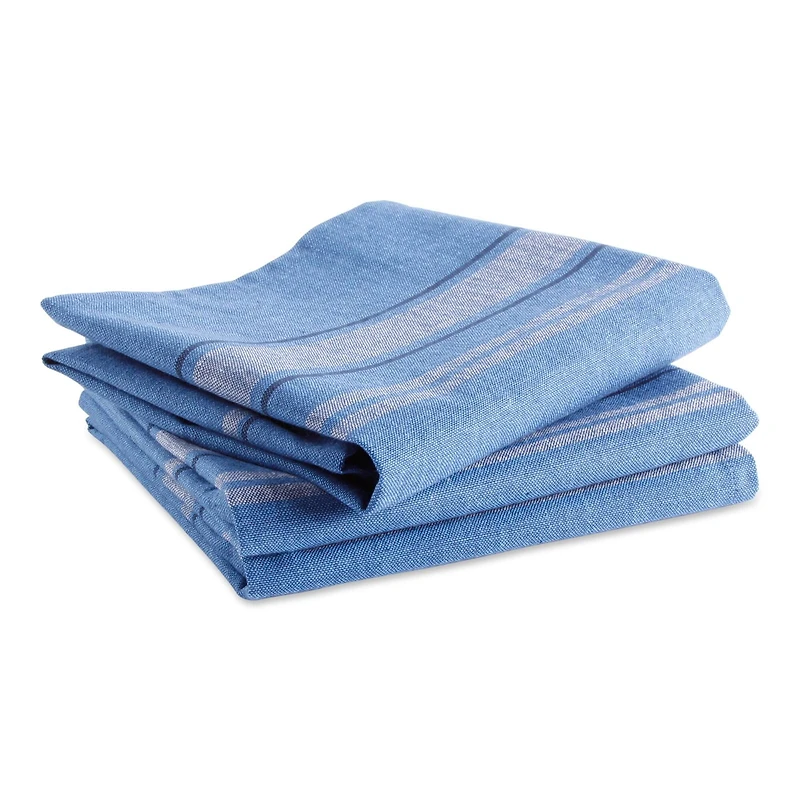 DII® Blue Chambray French Stripe Woven Dishtowel, 3ct.