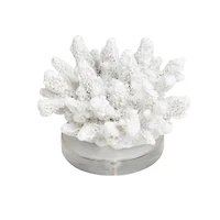 6" White Polystone Small Textured Coral Sculpture with Clear Acrylic Base