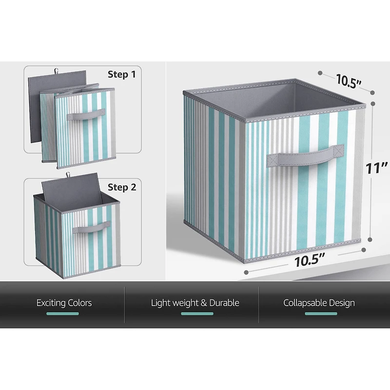 Sorbus 11" Aqua & Gray Foldable Storage Cubes, 6ct.