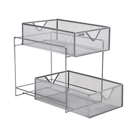 Mind Reader Network Collection 2-Tier Silver Sliding Basket Storage, 2ct.