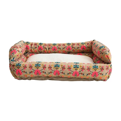 Hello Honey® 39" Multicolor Floral Cotton & Sherpa Pet Bed