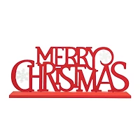 Glitzhome® 18" Red Metal Merry Christmas Table Décor