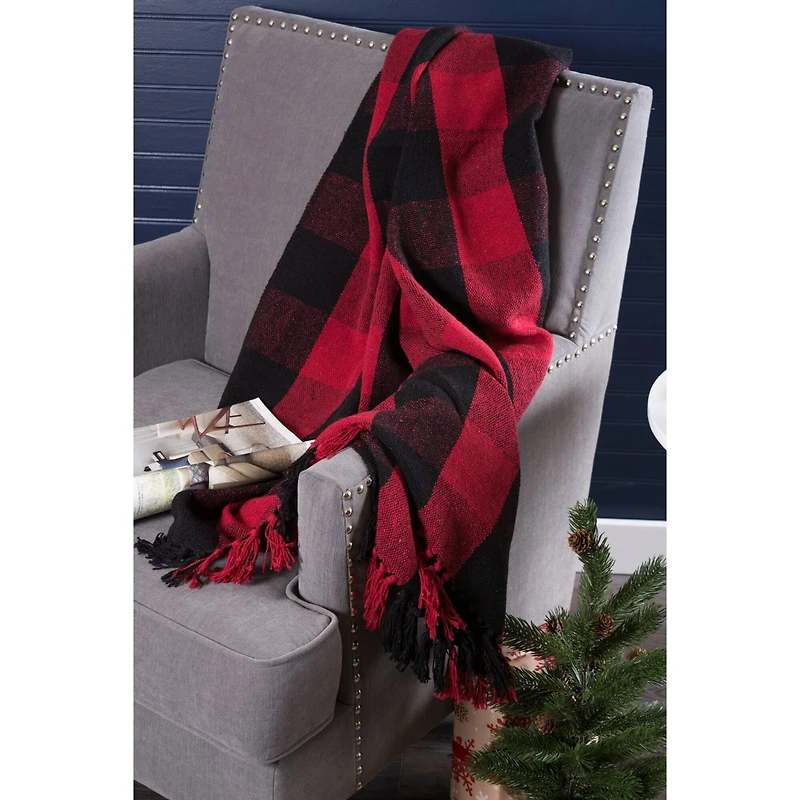 DII® Tango Red & Black Buffalo Check Throw