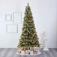9ft. Pre-Lit Frosted Swiss Pine & Berries Artificial Christmas Tree with Clear LED Lights