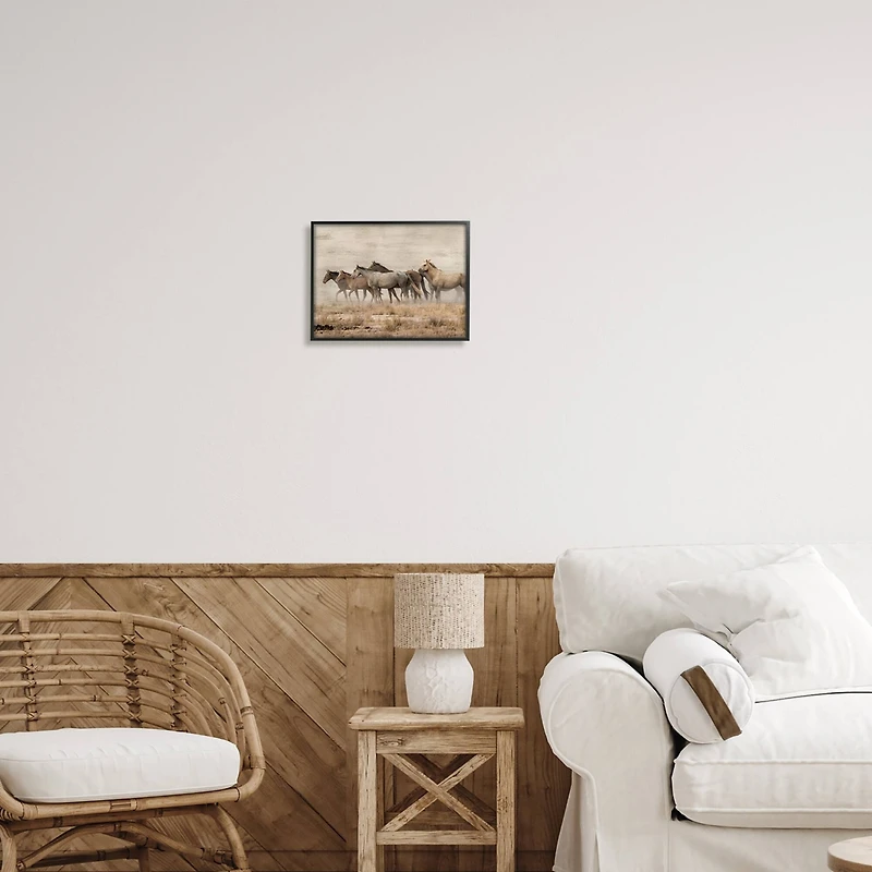 Stupell Industries Galloping Horse Herd Countryside Framed Giclee Art