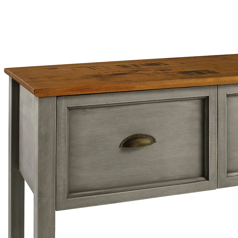 Walker Edison 52" Reclaimed Barnwood & Gray 3-Drawer Buffet Table