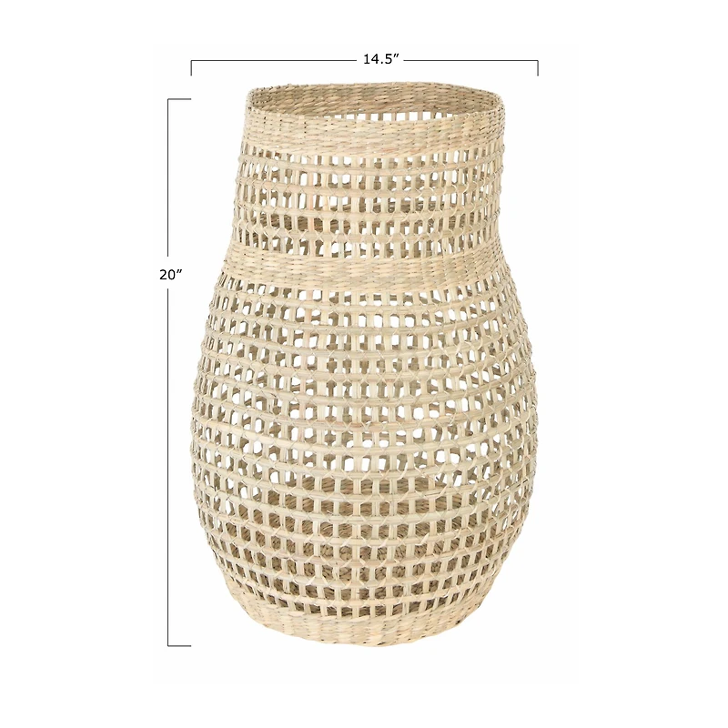 Decorative 20" Handwoven Natural Seagrass Vase