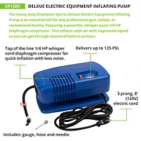 Champion Sports Cobalt Blue Deluxe Electric Inflating Pump