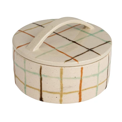 Hello Honey® 5" Multicolor Mosaic Retreat Stoneware Dish with Lid