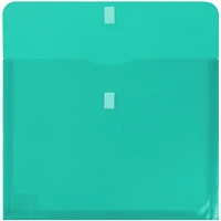 JAM Paper 8.625" x 11.5" Teal Plastic Expansion Hook & Loop Closure Envelopes, 12ct.