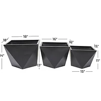 Black Modern Planter, Set of 3" 19", 16", 14"