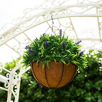 18in. UV Resistant Artificial Lavender Hanging Basket (Indoor/Outdoor)
