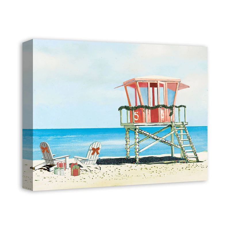 18" Festive Holiday Beach Christmas Canvas Wall Décor