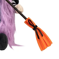 15" Black & Purple Halloween Gnome Witch with Broom