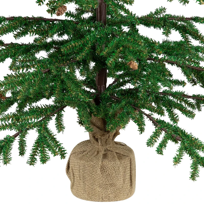 4ft. Unlit Medium Pine Artificial Christmas Tree with Pinecones in Burlap Base