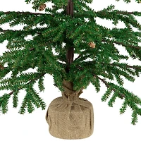 4ft. Unlit Medium Pine Artificial Christmas Tree with Pinecones in Burlap Base