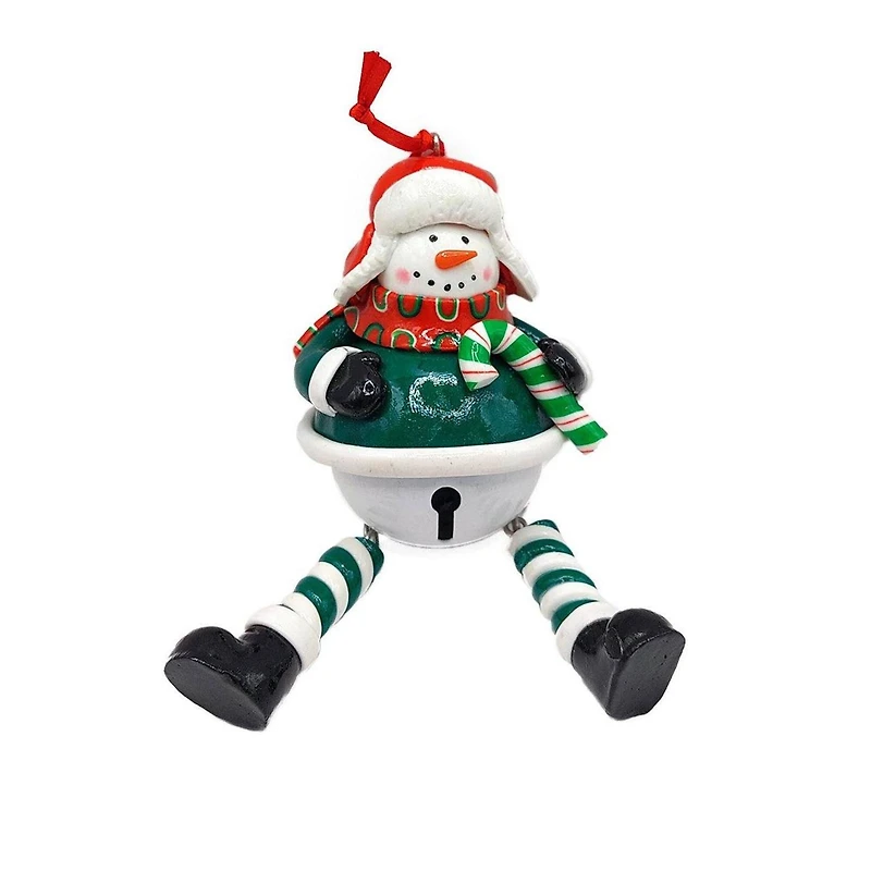 Wizardi 5.31" Glossy Gingerbread Snowman Bell with Dangling Legs Christmas Ornament