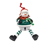 Wizardi 5.31" Glossy Gingerbread Snowman Bell with Dangling Legs Christmas Ornament