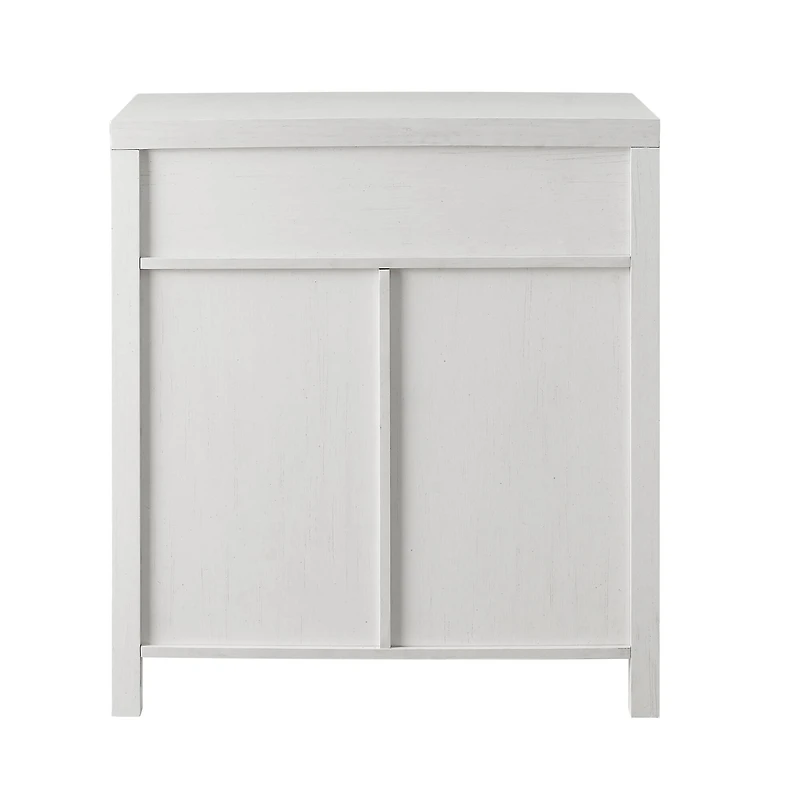 Walker Edison Brushed White Farmhouse Barn Door Accent Cabinet