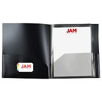 JAM Paper Black Heavy Duty Plastic 10-Pocket Folder, 3ct.